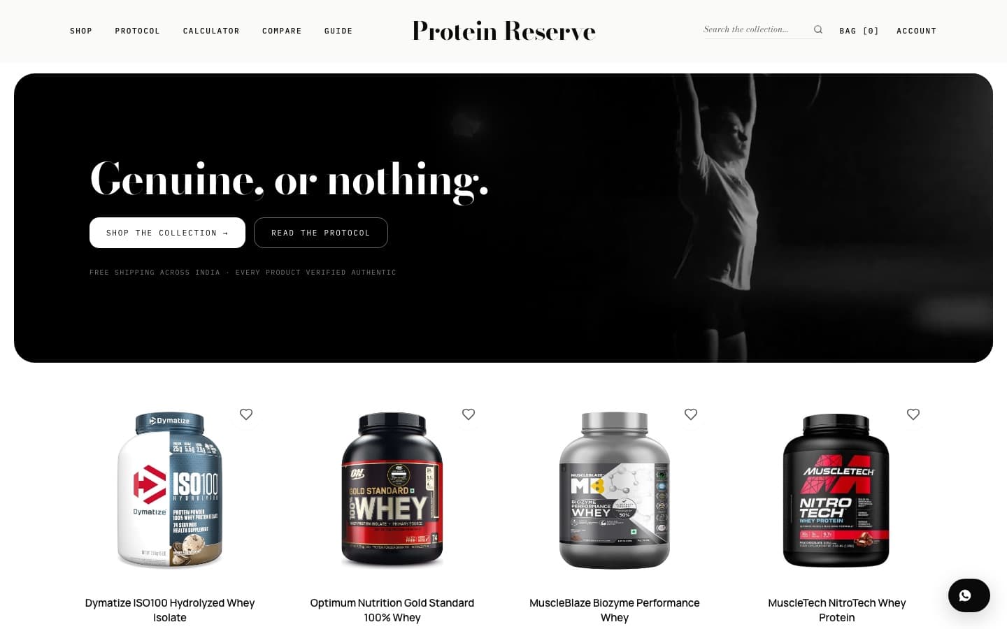 proteinreserve.in — the storefront, pre-launch